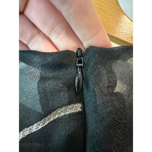 Talbot Runhof Black Gold Metallic Cocktail Dress Size 12 A-Line Sleeveless - Picture 9 of 12